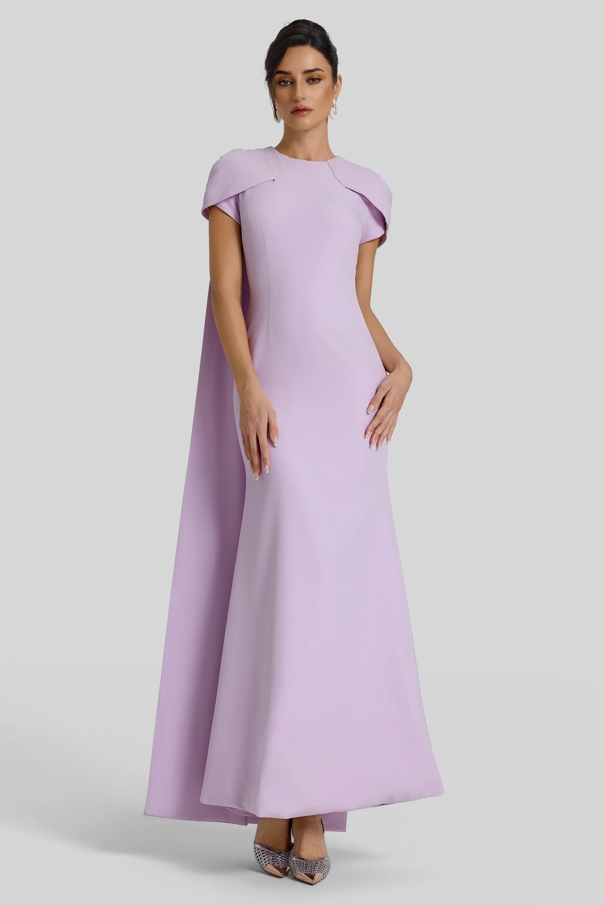 Capelet Sleeve Cape Gown Maxi Dress