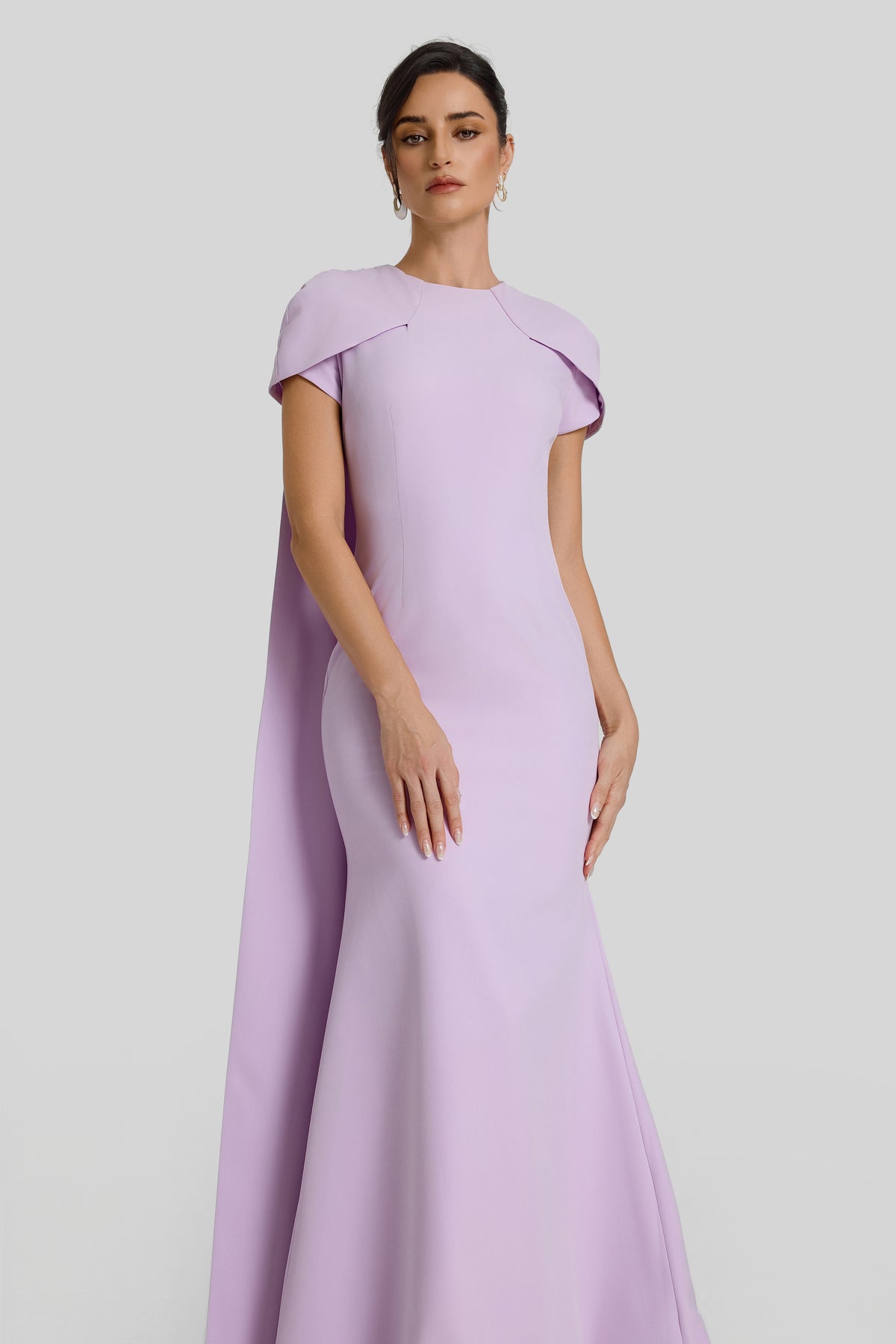 Capelet Sleeve Cape Gown Maxi Dress