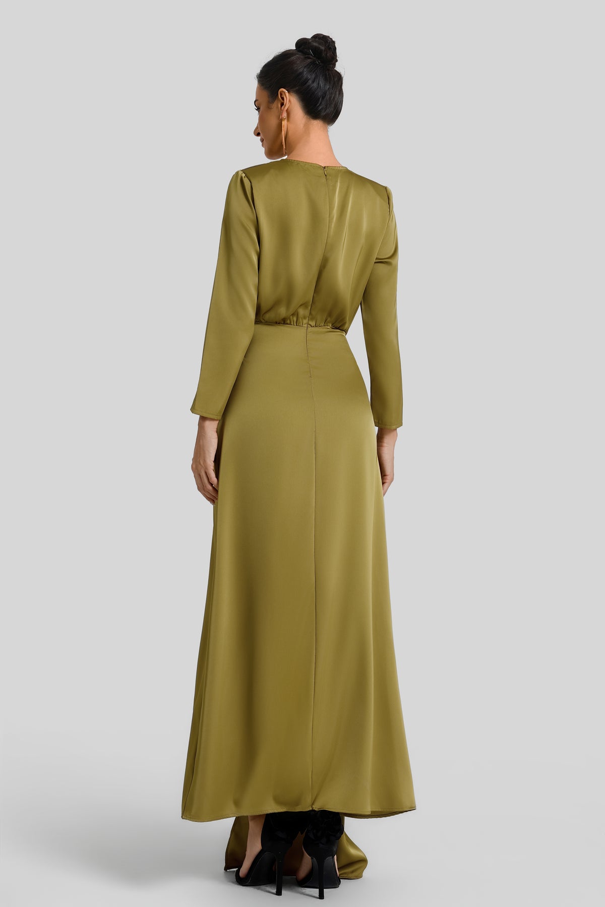 Satin Ruched Maxi Dress