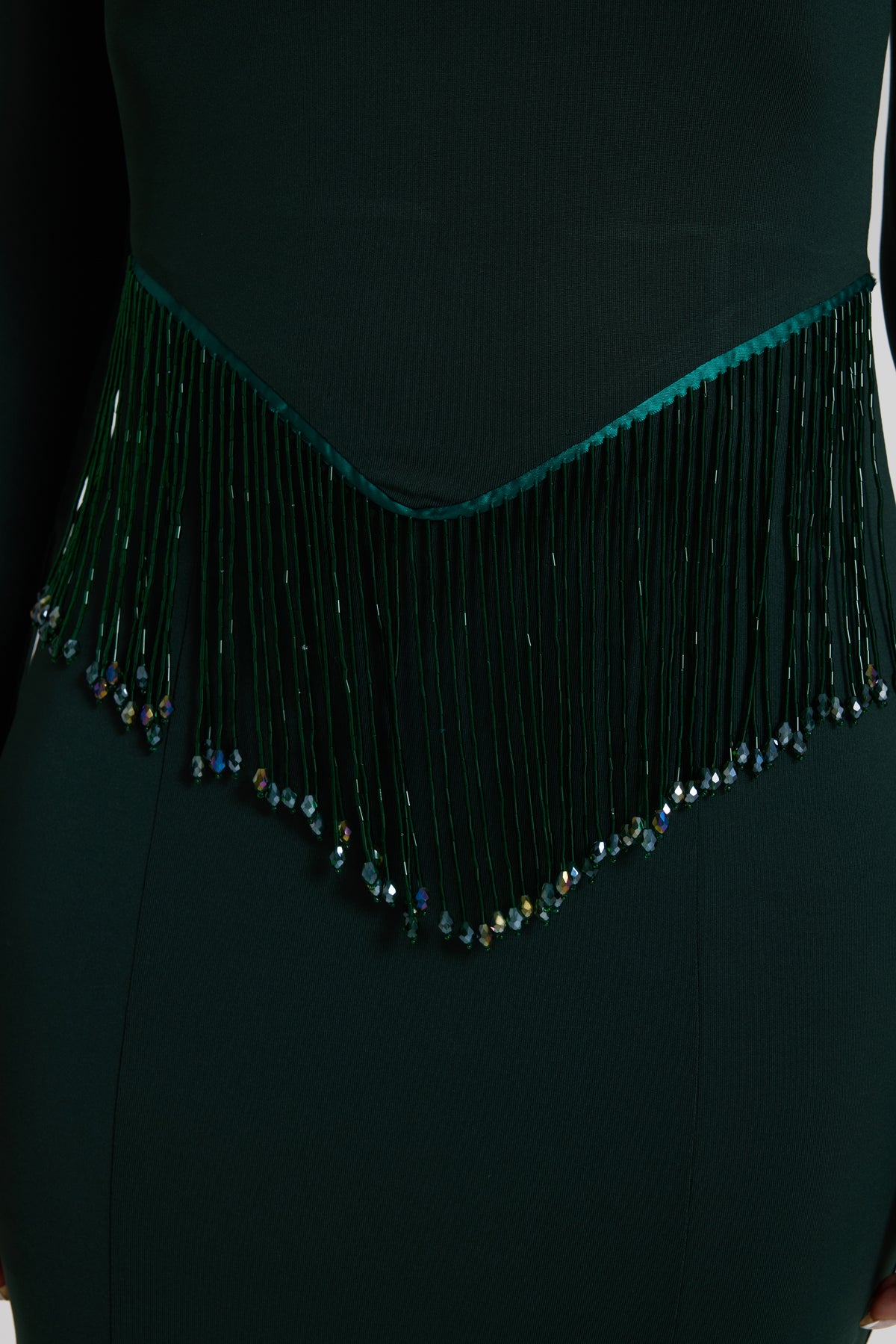 Solid Beaded Round Neck Maxi Dress