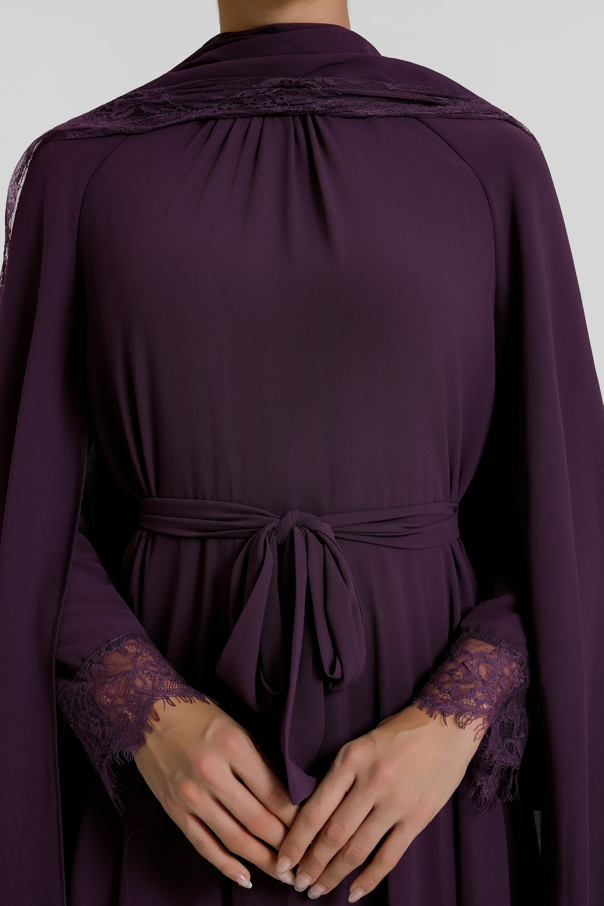 Lace Splicing Cape Sleeve Maxi Dress