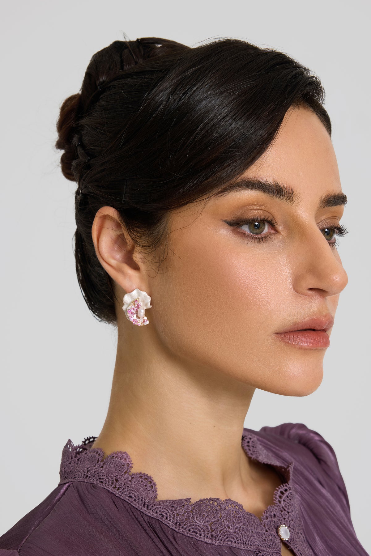 Shell Shape Faux Pearl Enamel Earrings