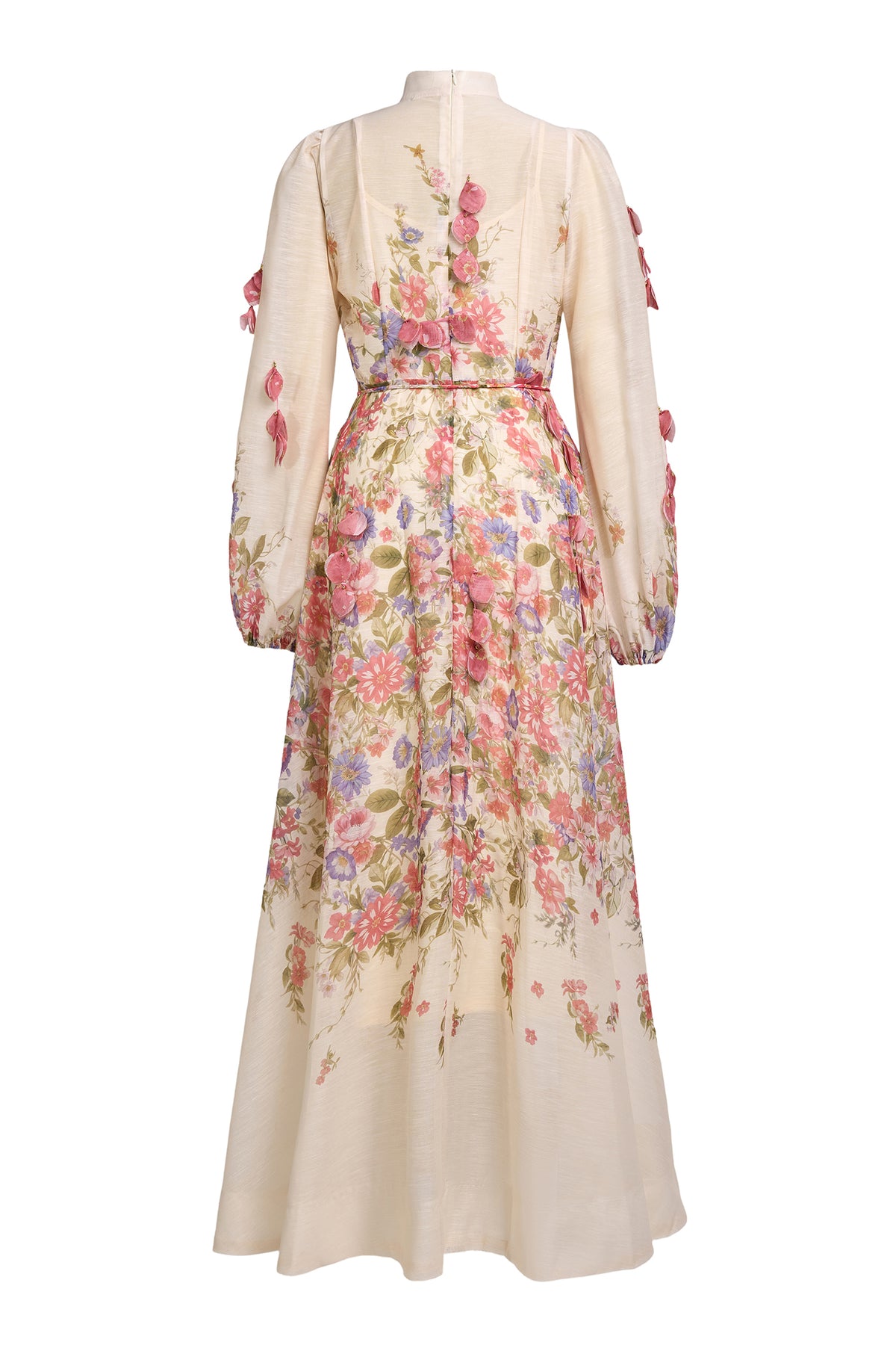 Floral Beaded Single Breasted Midi Dress