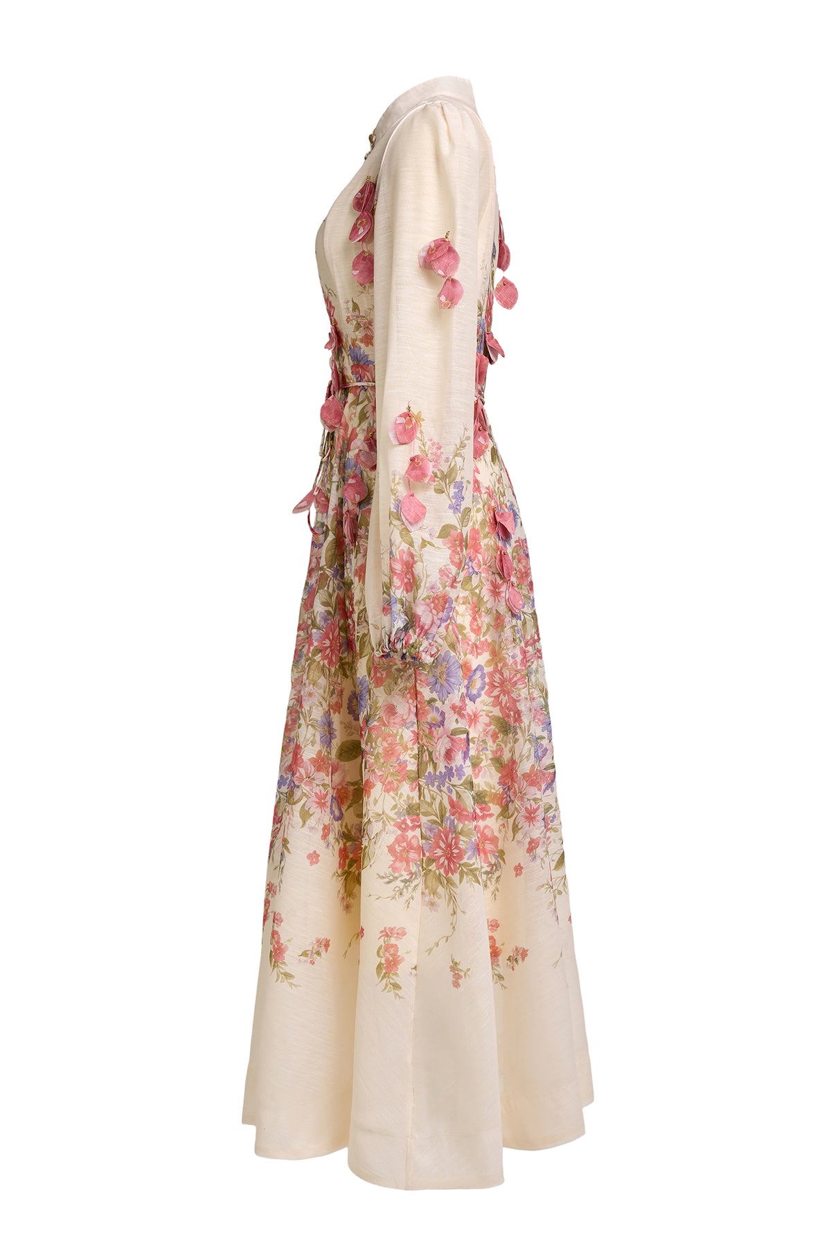 Floral Beaded Single Breasted Maxi Dress
