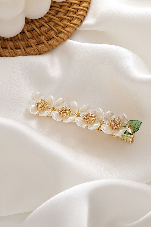 Ariana Flower Pearl Rhinestone Hair Clip