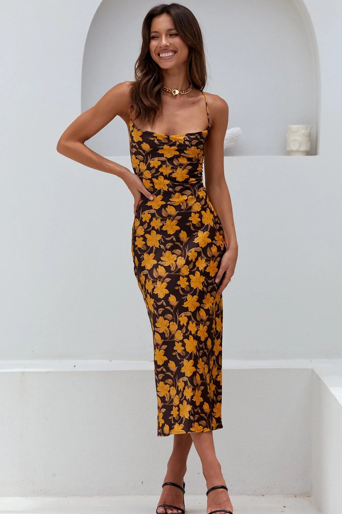 Floral Cami Sleeveless Midi Dress