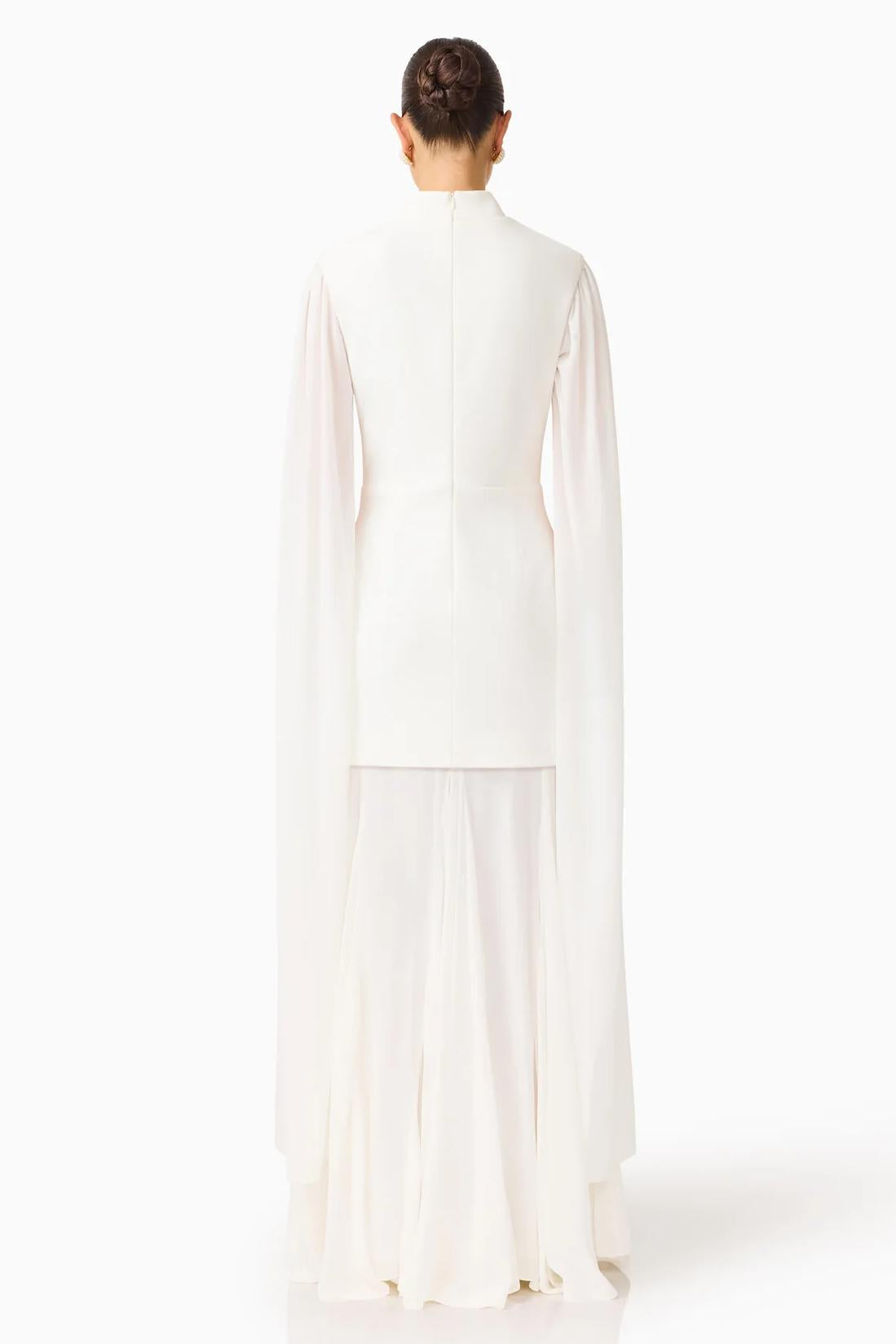 Solid High Neck Cape Sleeve Maxi Dress