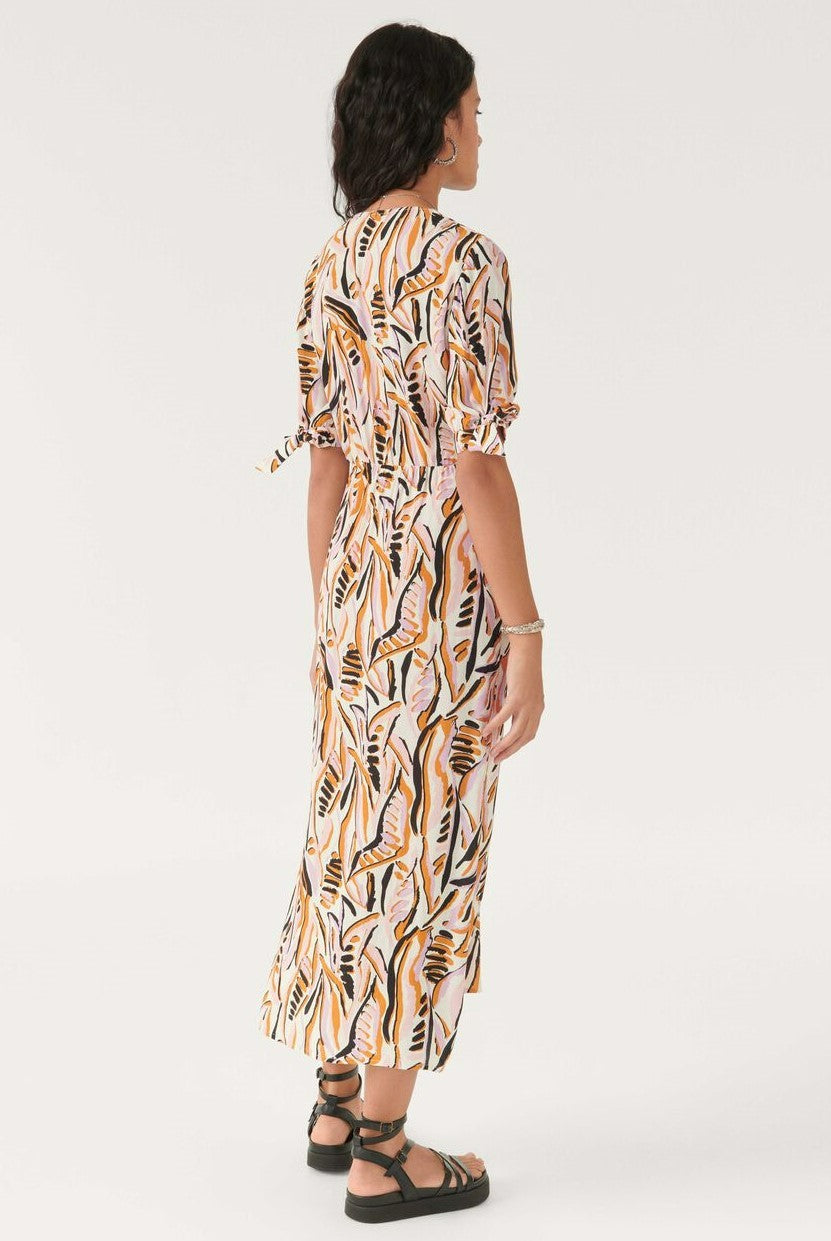 Floral Cut-Out Lace Up Midi Dress