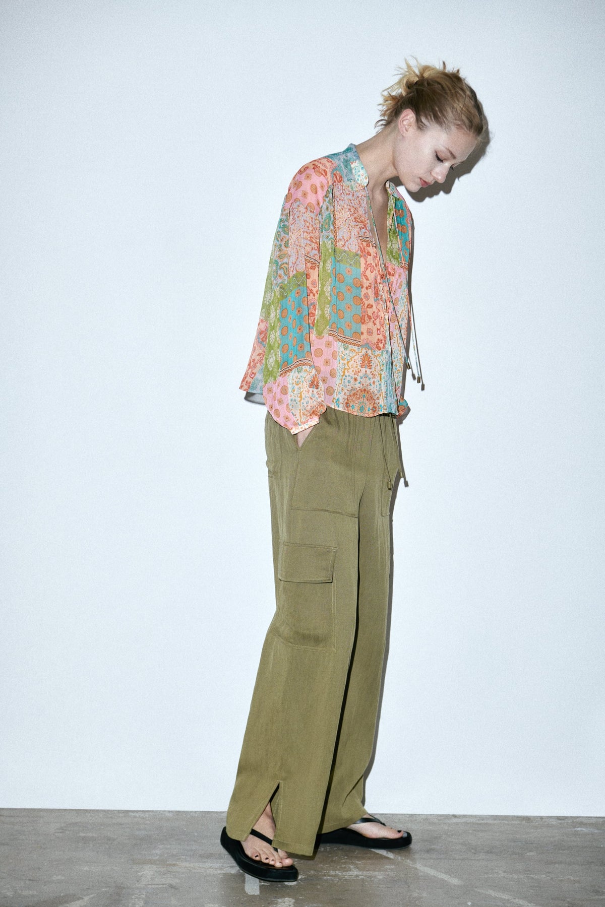 Floral Color Block Blouse
