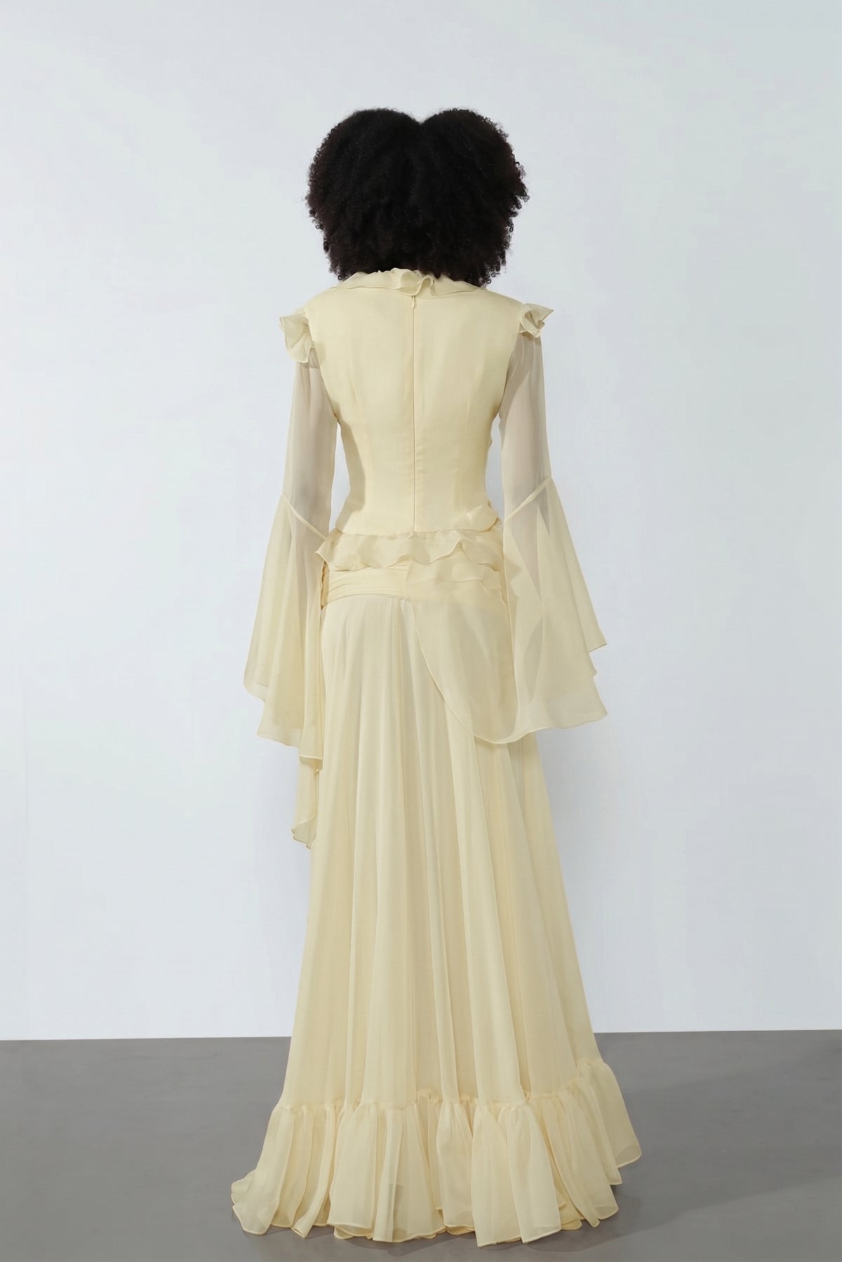 V-Neck Bell Sleeve Top & High Waist Maxi Skirt Set