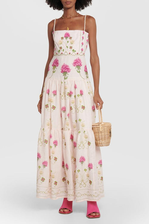 Floral Cami Tapered Waist Midi Dress