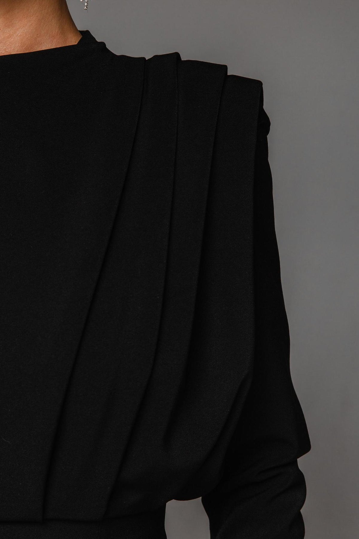 Solid High Split Long Sleeve Midi Dress