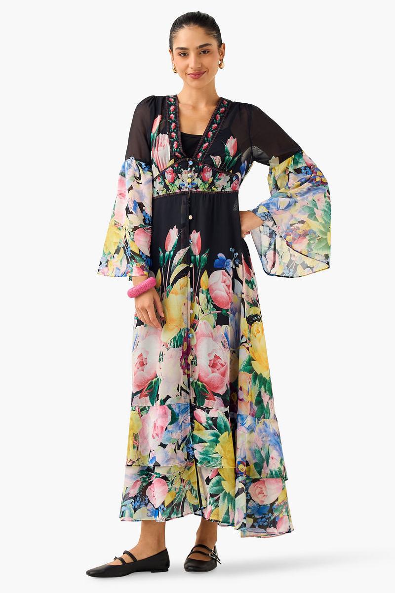 Floral Long Sleeve Maxi Dress