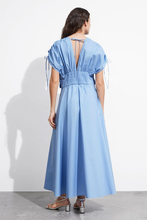 3D Floral V-Neck Lace Up Midi Dress