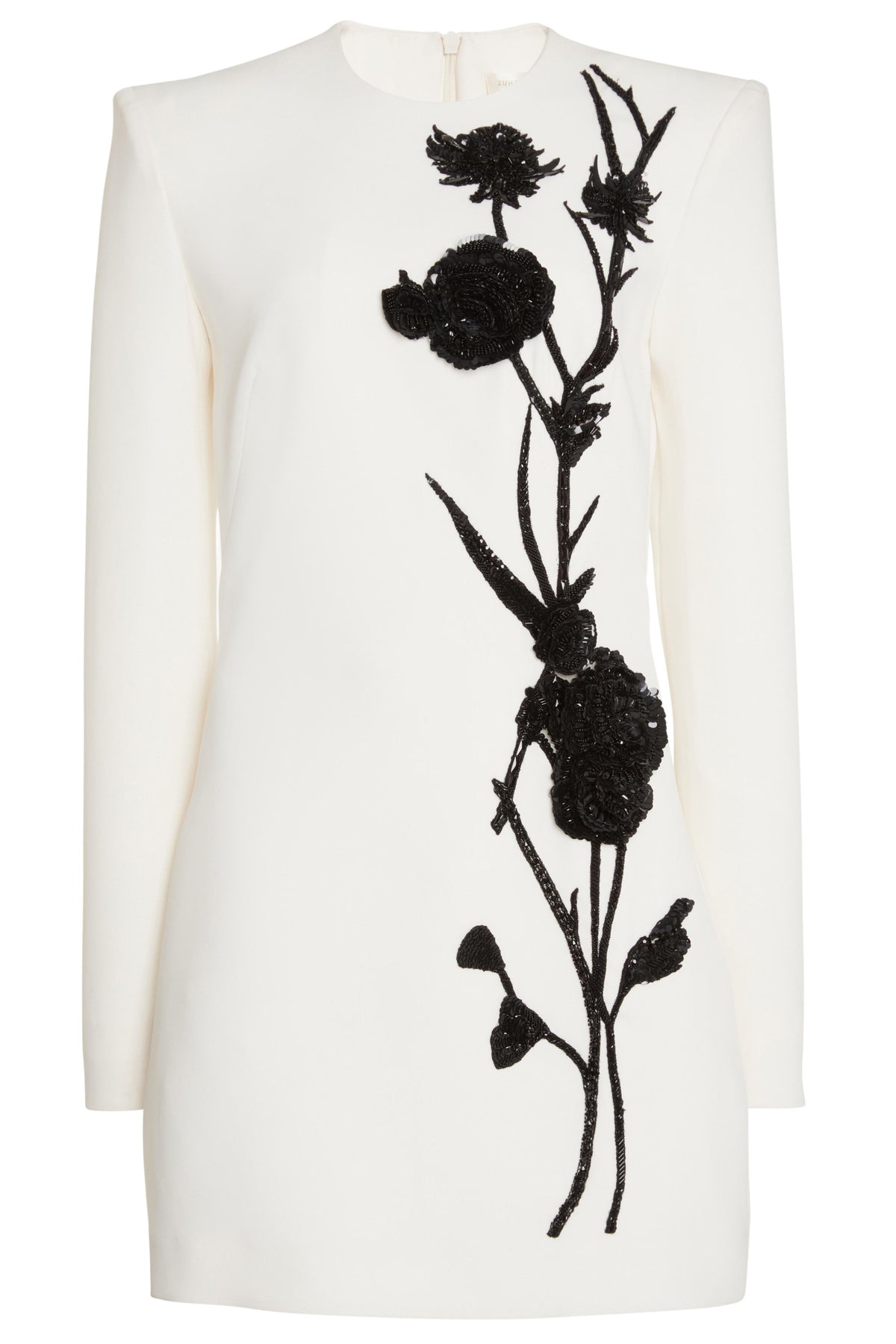 Nail Bead Embroidery Floral Mini Dress