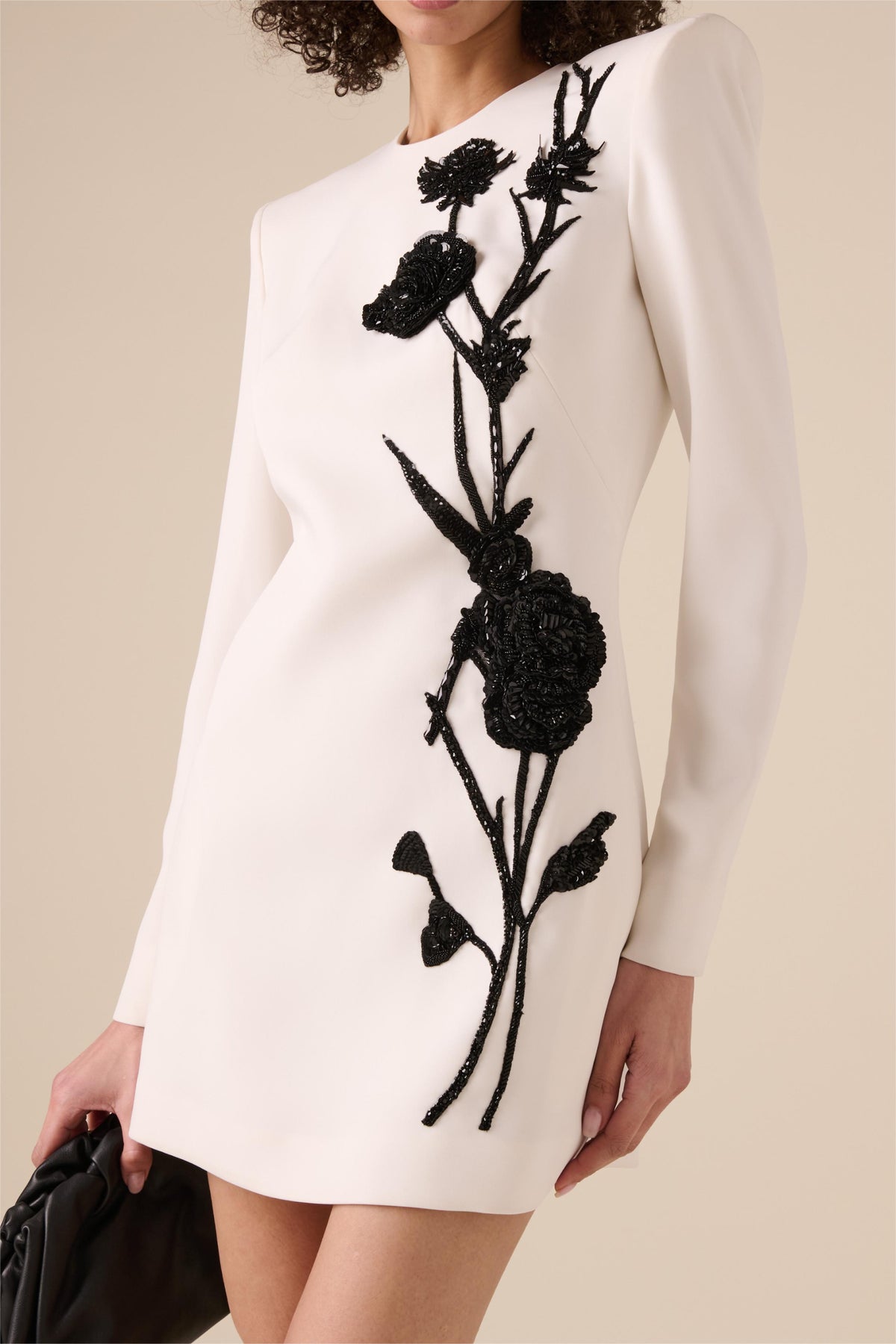 Nail Bead Embroidery Floral Mini Dress