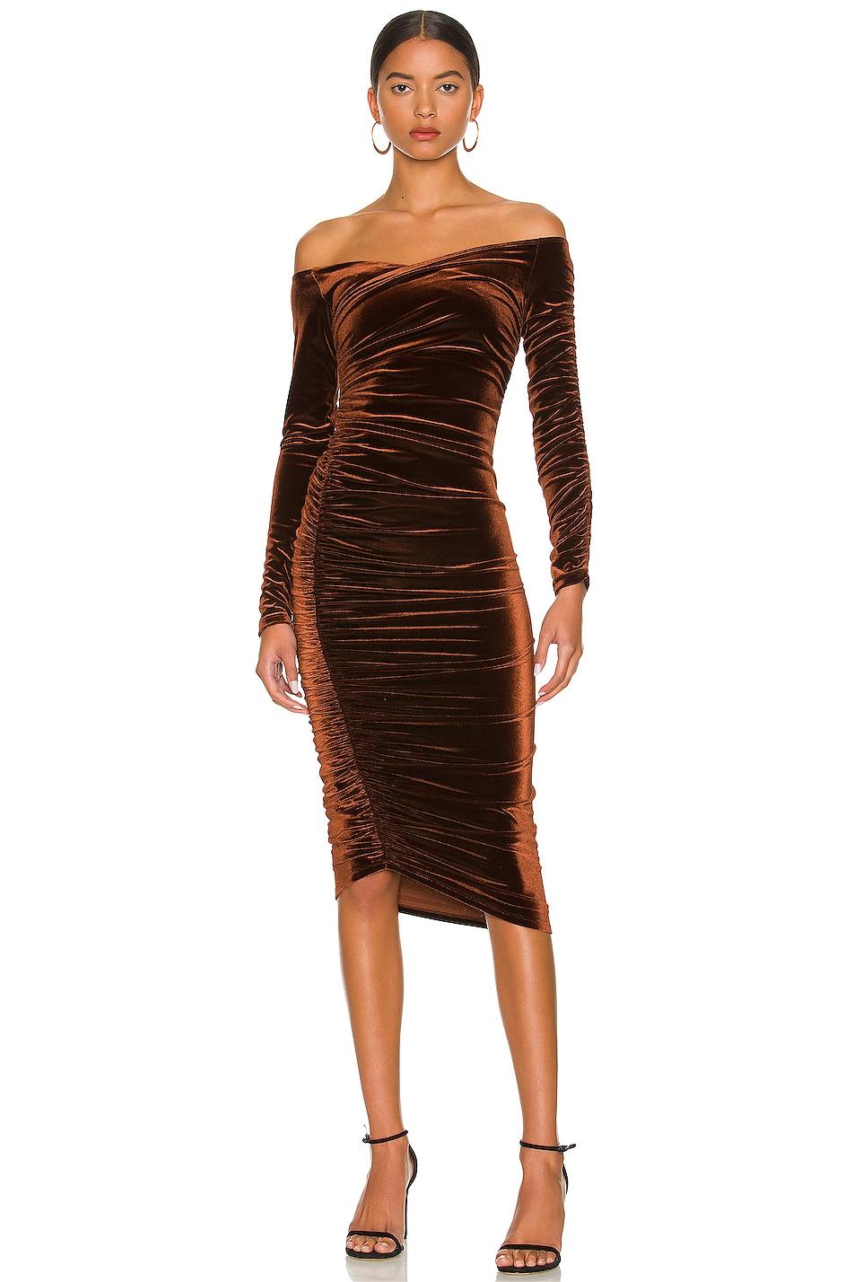 Solid Velvet Off-Shoulder Midi Dress