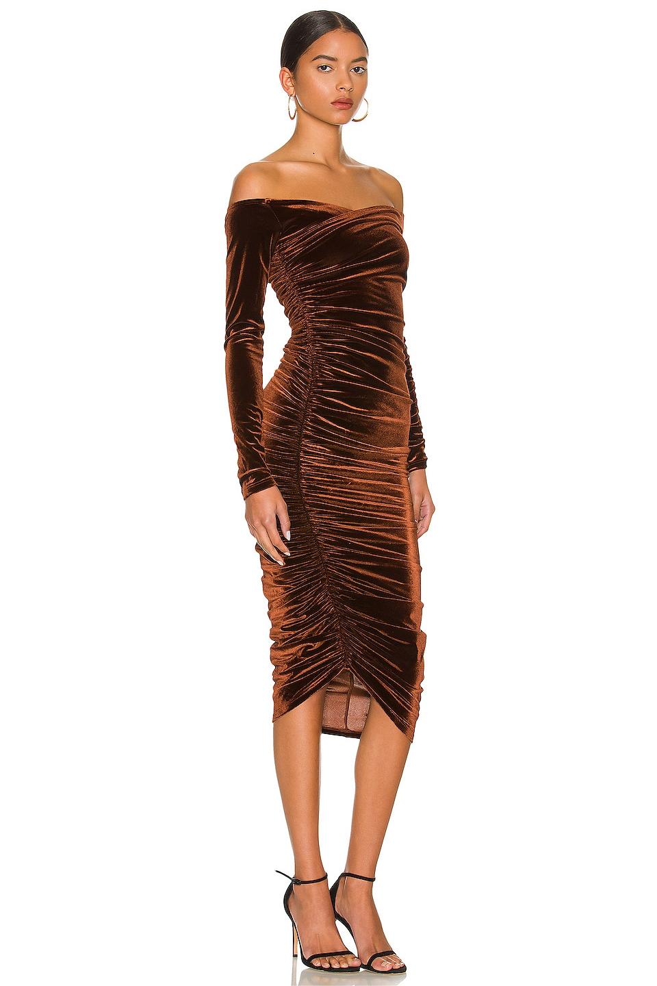 Solid Velvet Off-Shoulder Midi Dress