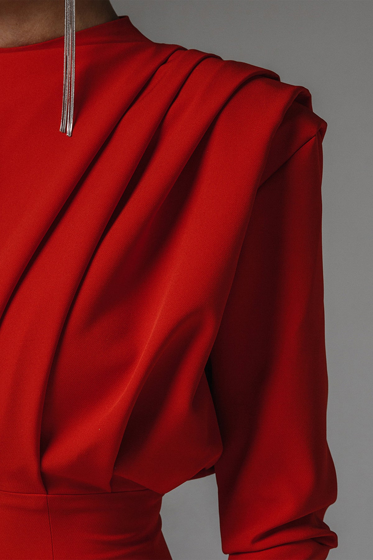 Solid High Split Long Sleeve Midi Dress