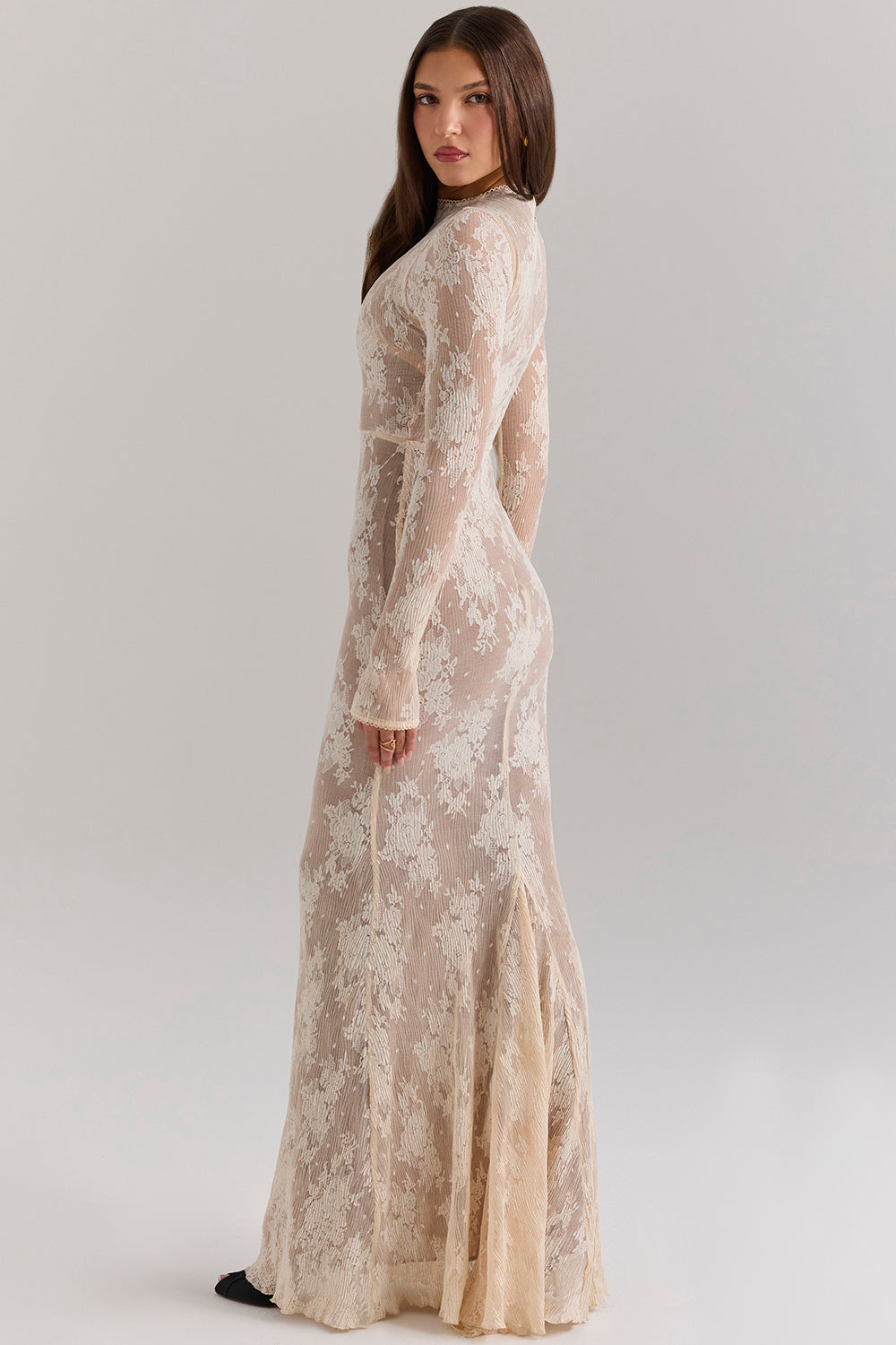 Solid Lace Jersey Maxi Dress