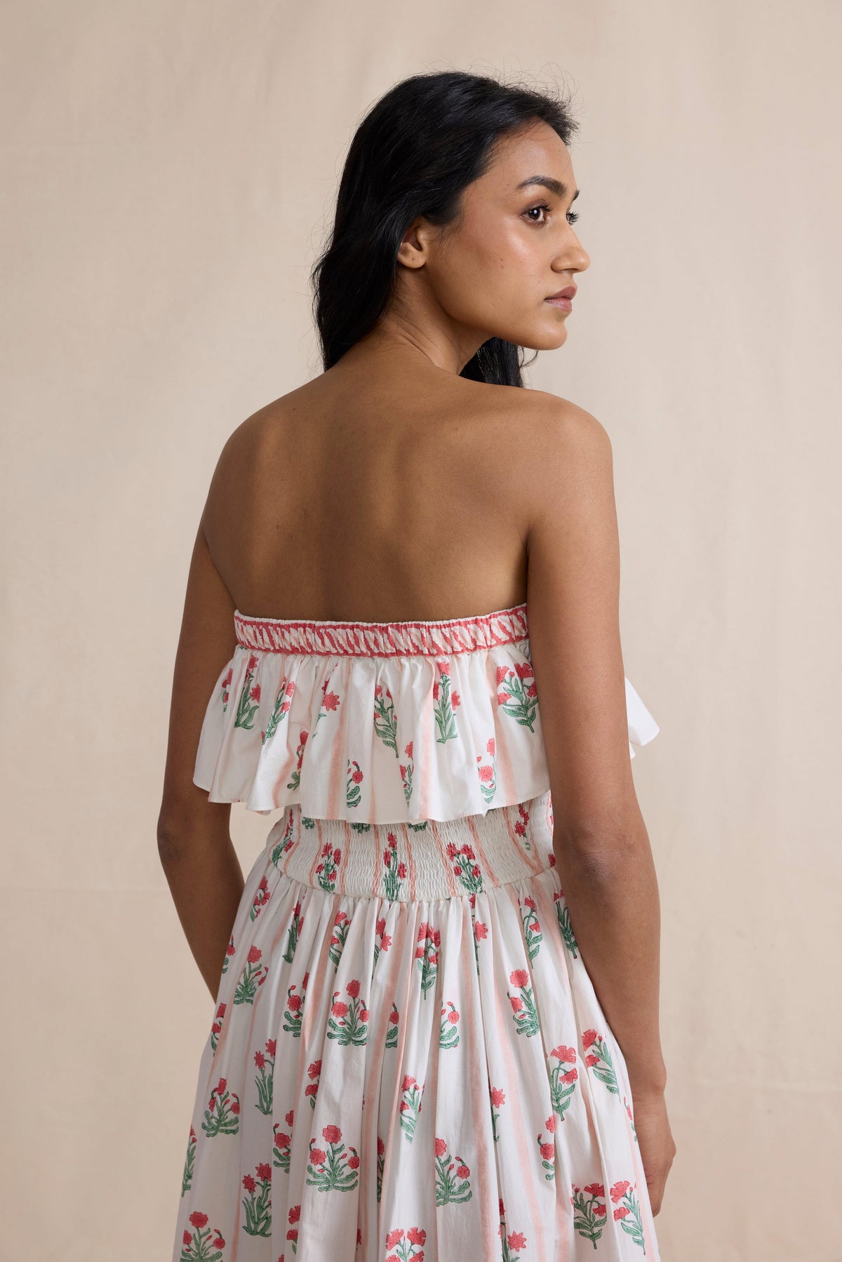 Floral Ruffle Off-Shoulder Midi Dress