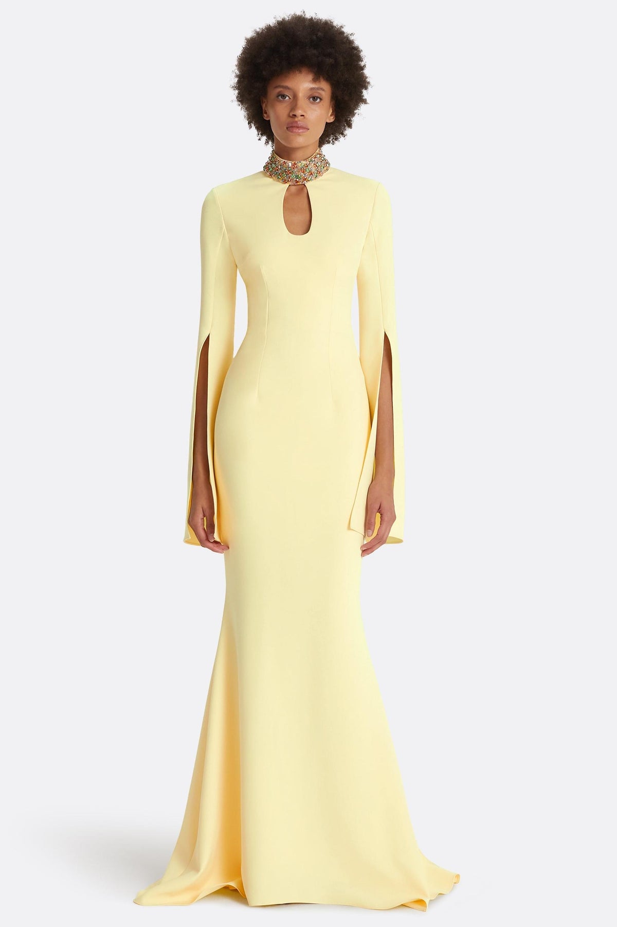 Rhinestone High Neck Cut-Out Maxi Dress