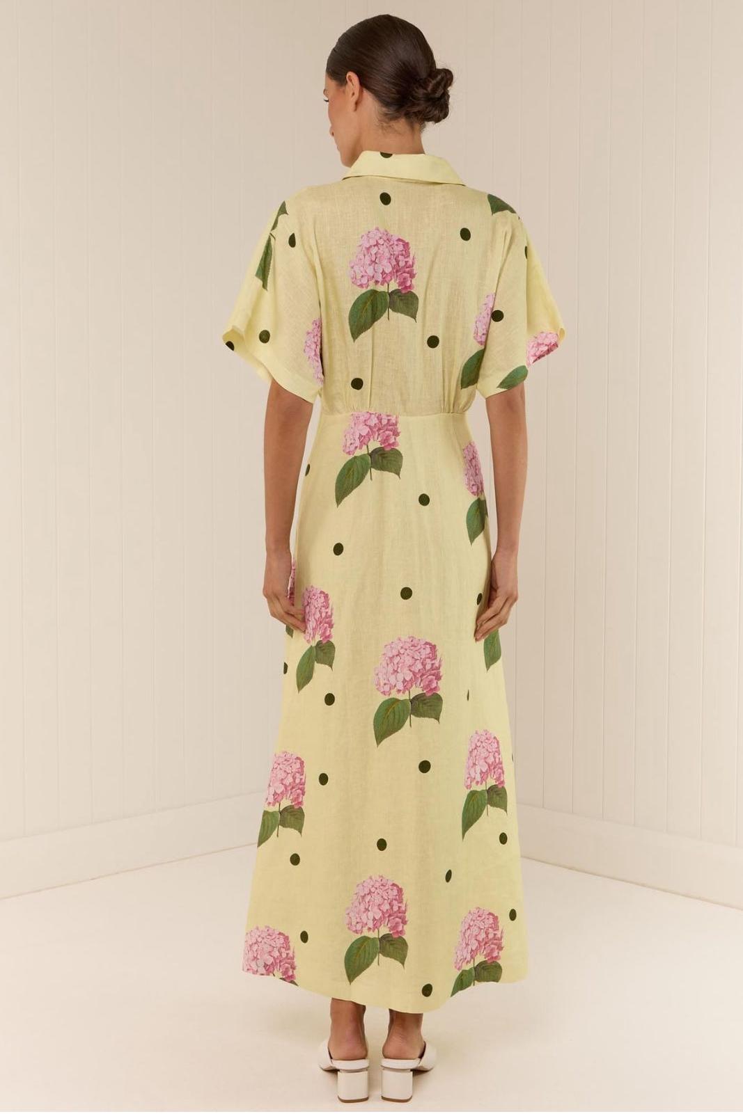 Floral Polka Dot V-Neck Midi Dress