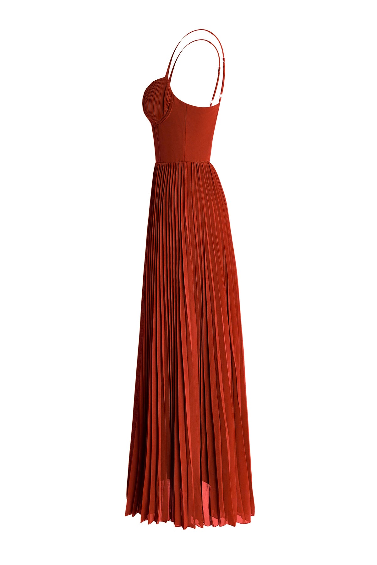 Solid Pleated Slip Midi Dress