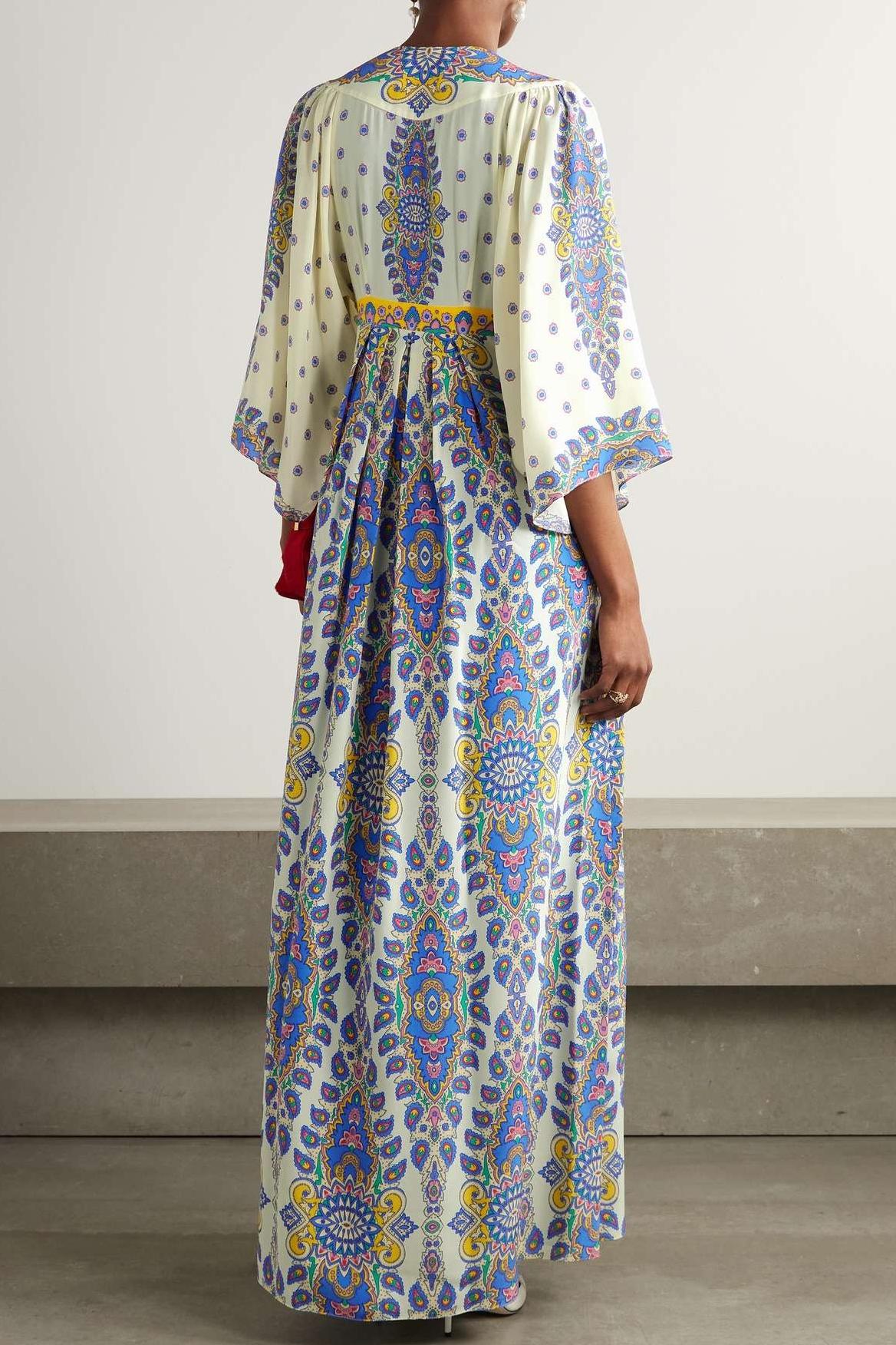 Paisley Print V-Neck Half Sleeve Midi Dress