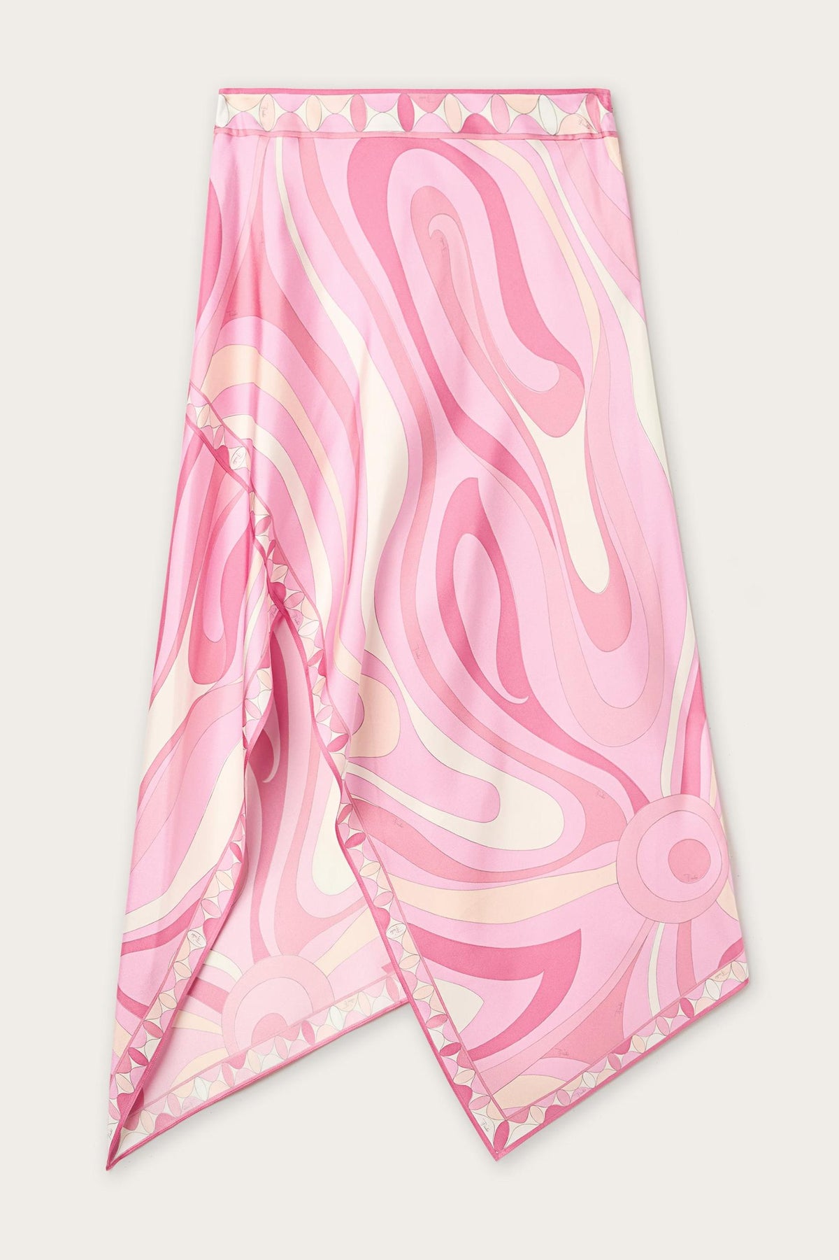 Satin Halter Neck Mini Top & Abstract Print Mid Waist Midi Skirt Set
