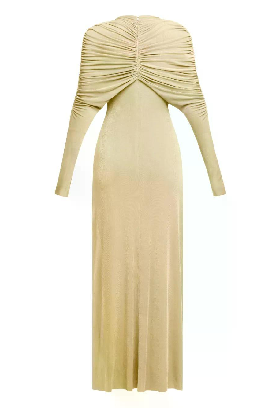 Jersey Knotted Long Sleeve Maxi Dress