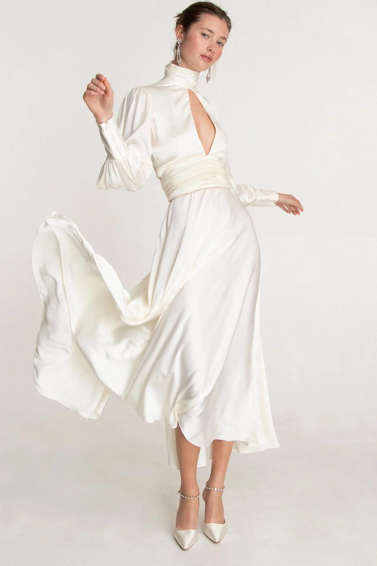 Satin Backless Tie-Up Midi Dress