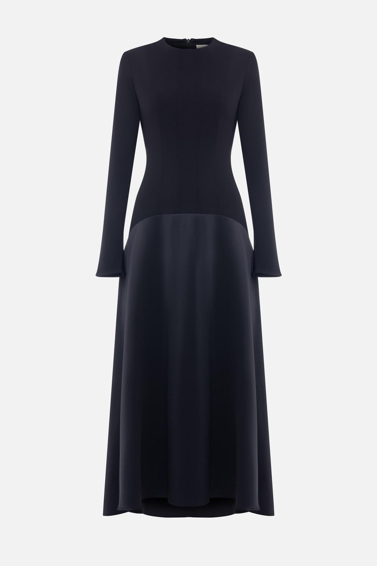 Satin Splicing Long Sleeve Maxi Dress