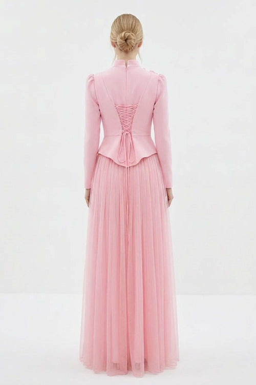 3D Flower Rhinestone Rivets Top & Midi Skirt Set