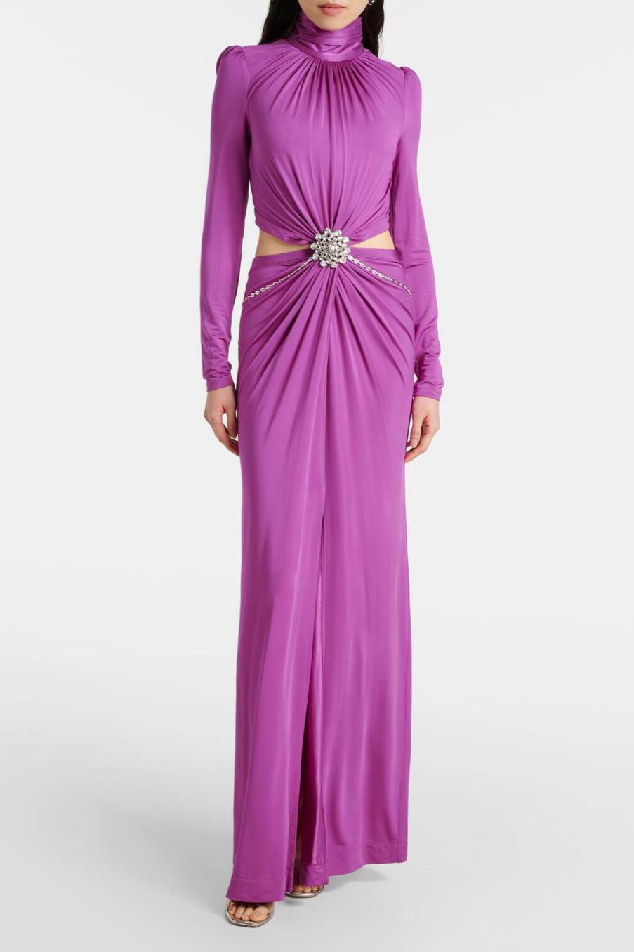 Jersey Cut-Out Embellished Maxi Dress