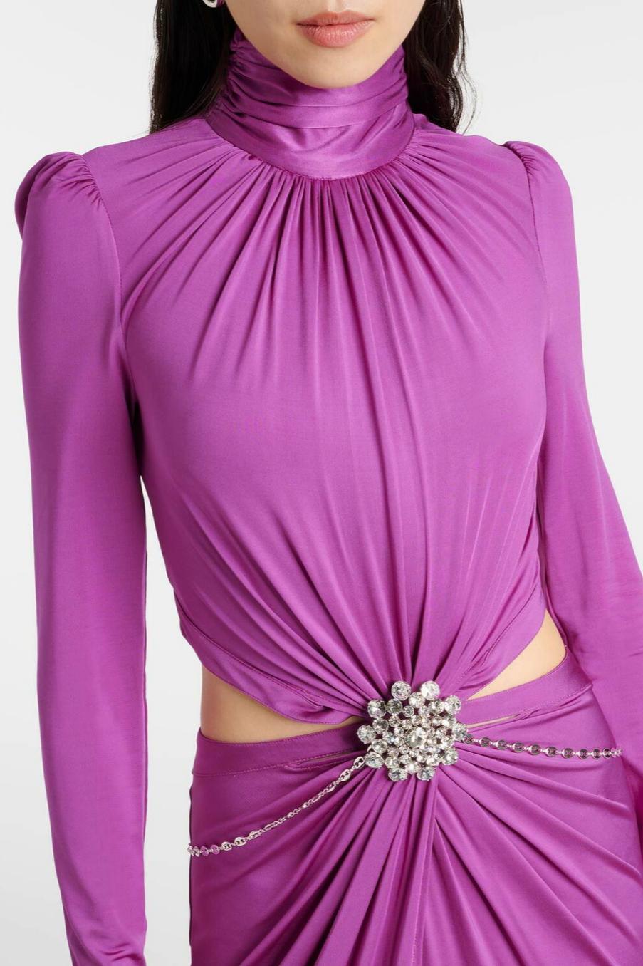 Jersey Cut-Out Embellished Maxi Dress