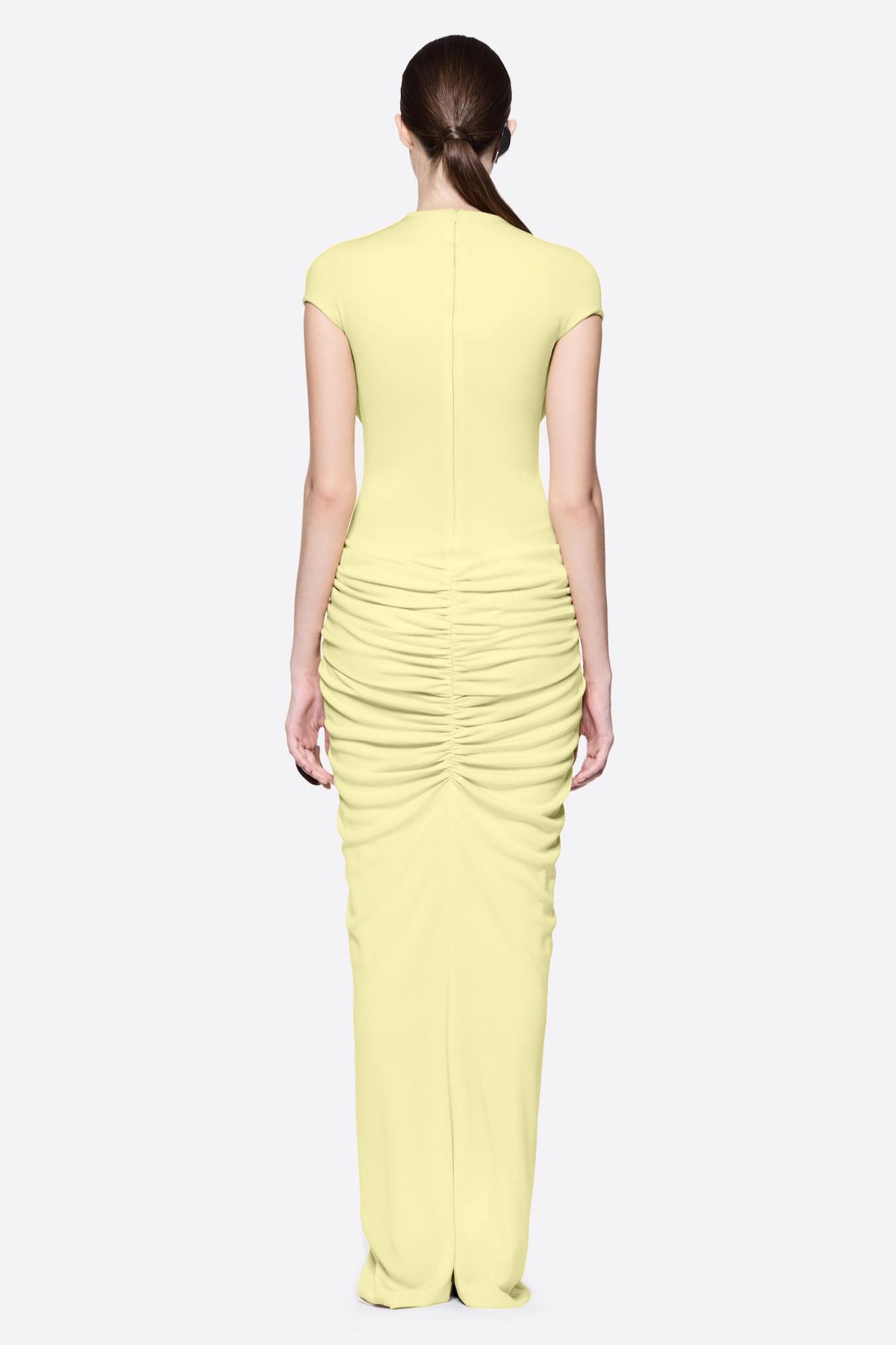 Jersey Ruched Slit Maxi Dress