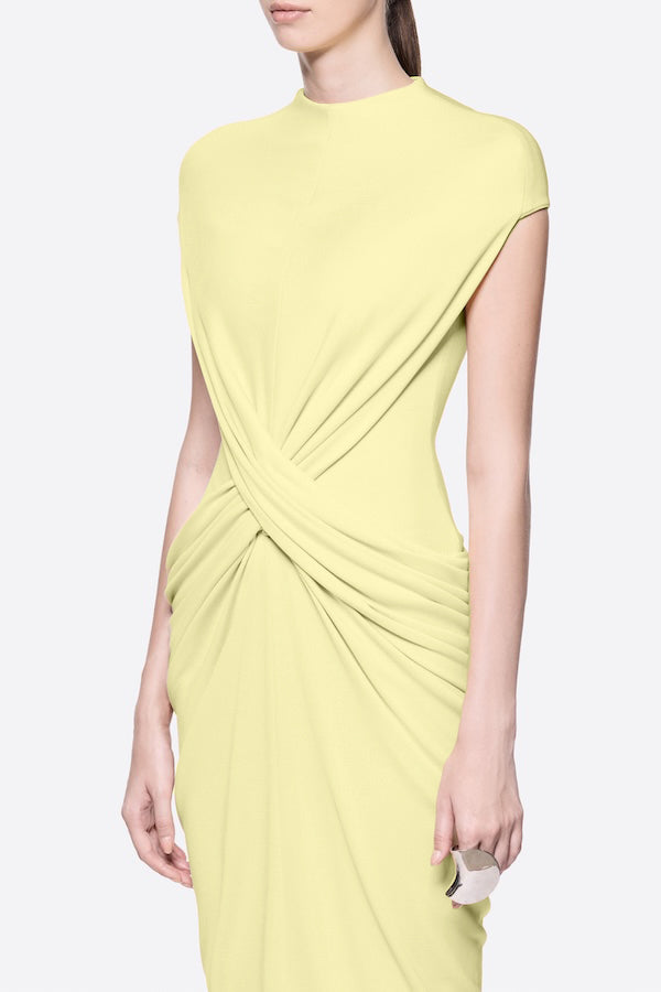 Jersey Ruched Slit Maxi Dress