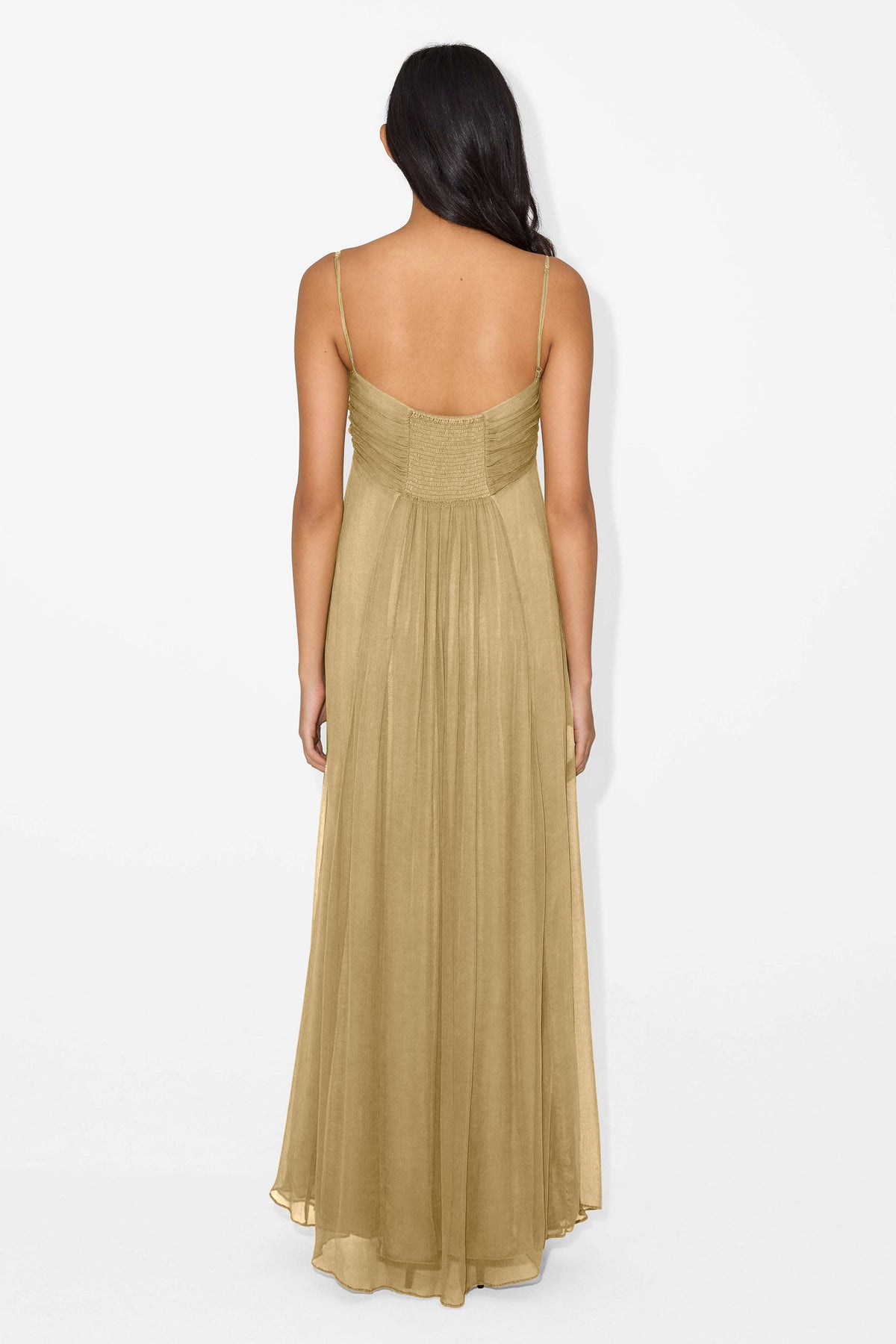 Chiffon Cut-Out Gathering Midi Dress