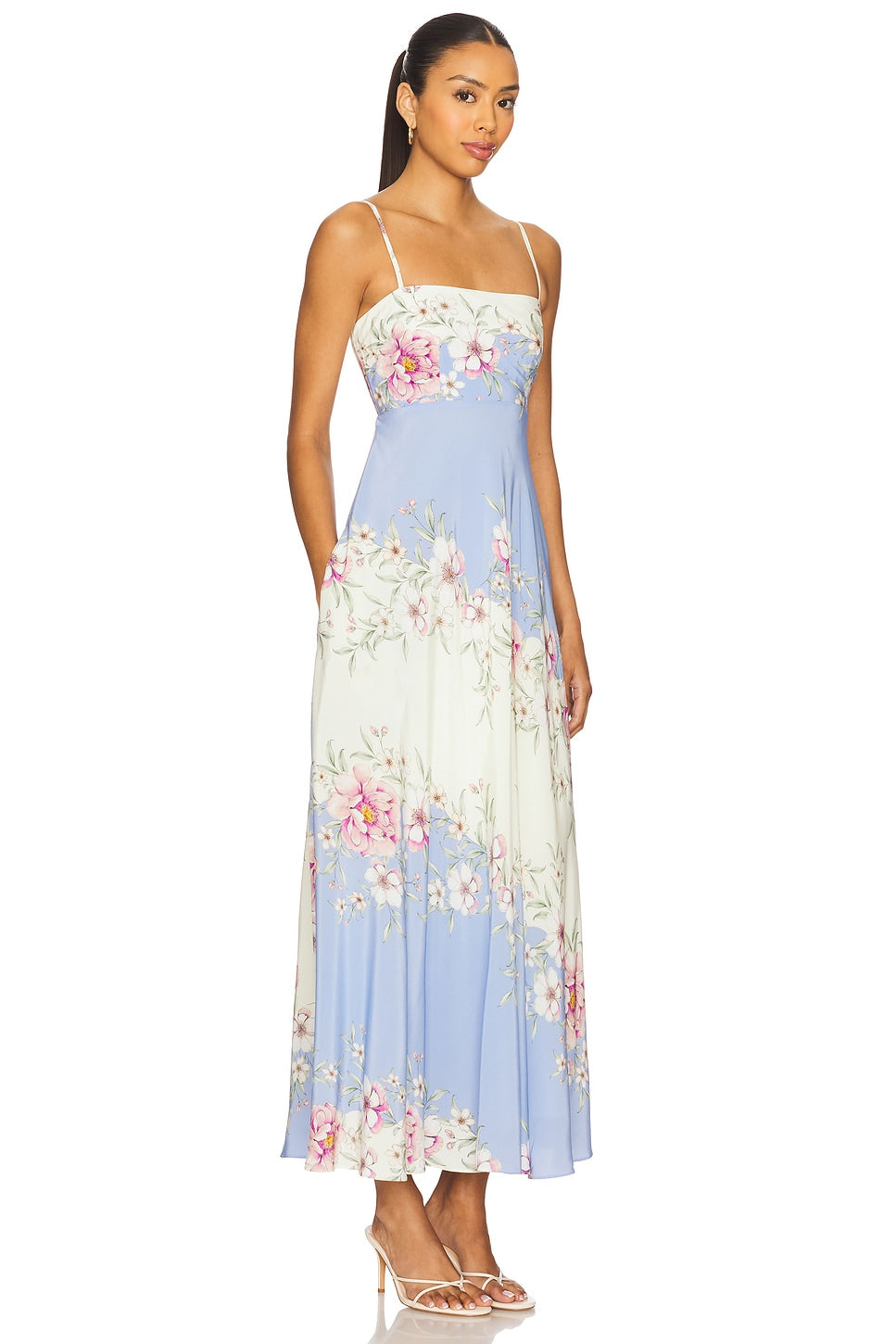 Floral Smocking Slip Midi Dress