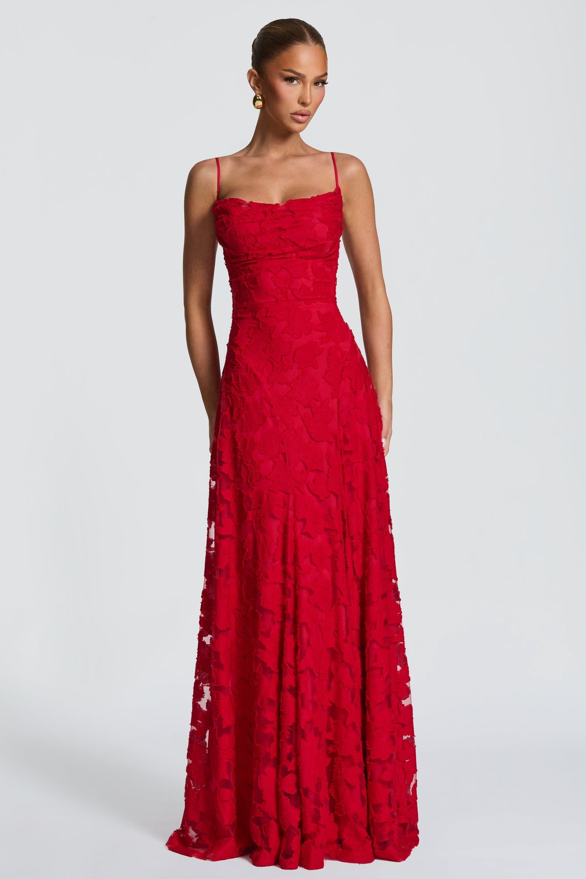 Burn-Out Tie-Up Slip Maxi Dress
