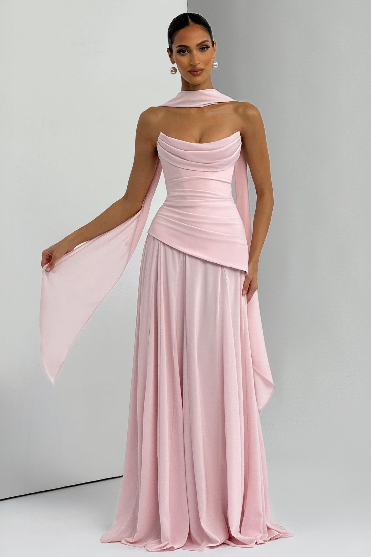 Solid Off-Shoulder Tie-Up Midi Dress
