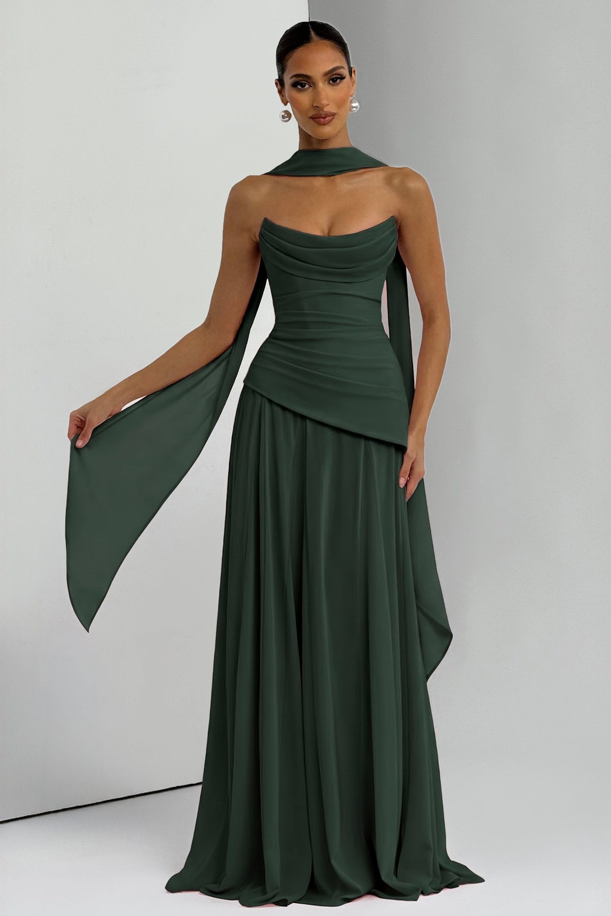 Solid Off-Shoulder Tie-Up Midi Dress