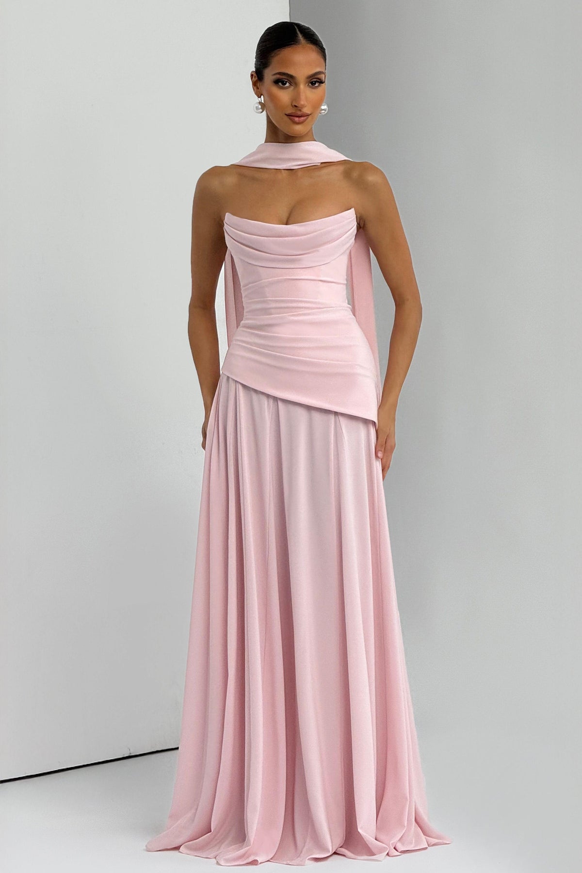 Solid Off-Shoulder Tie-Up Midi Dress