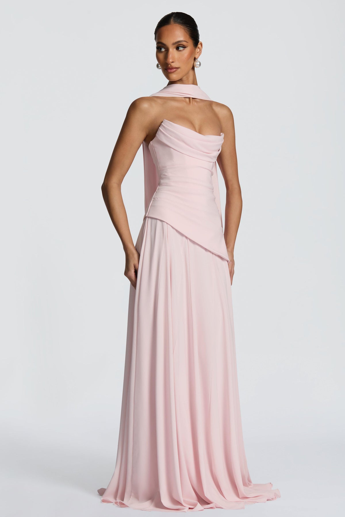 Solid Off-Shoulder Tie-Up Midi Dress