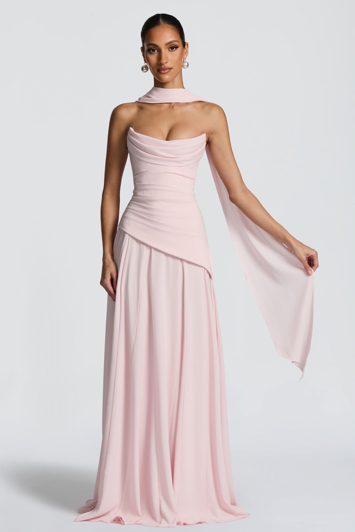 Solid Off-Shoulder Tie-Up Midi Dress