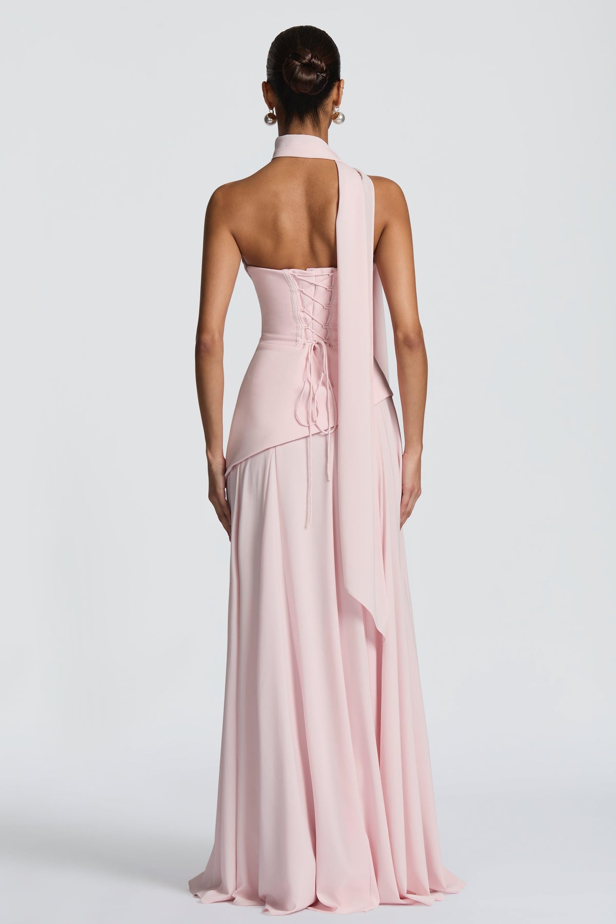 Solid Off-Shoulder Tie-Up Midi Dress