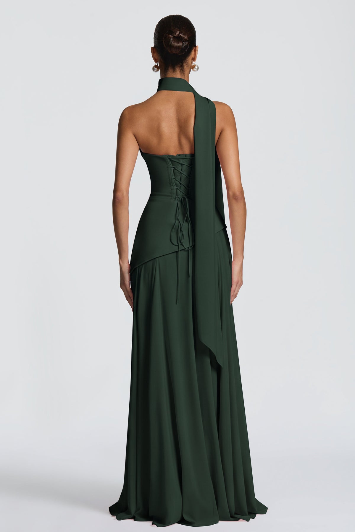Solid Off-Shoulder Tie-Up Midi Dress