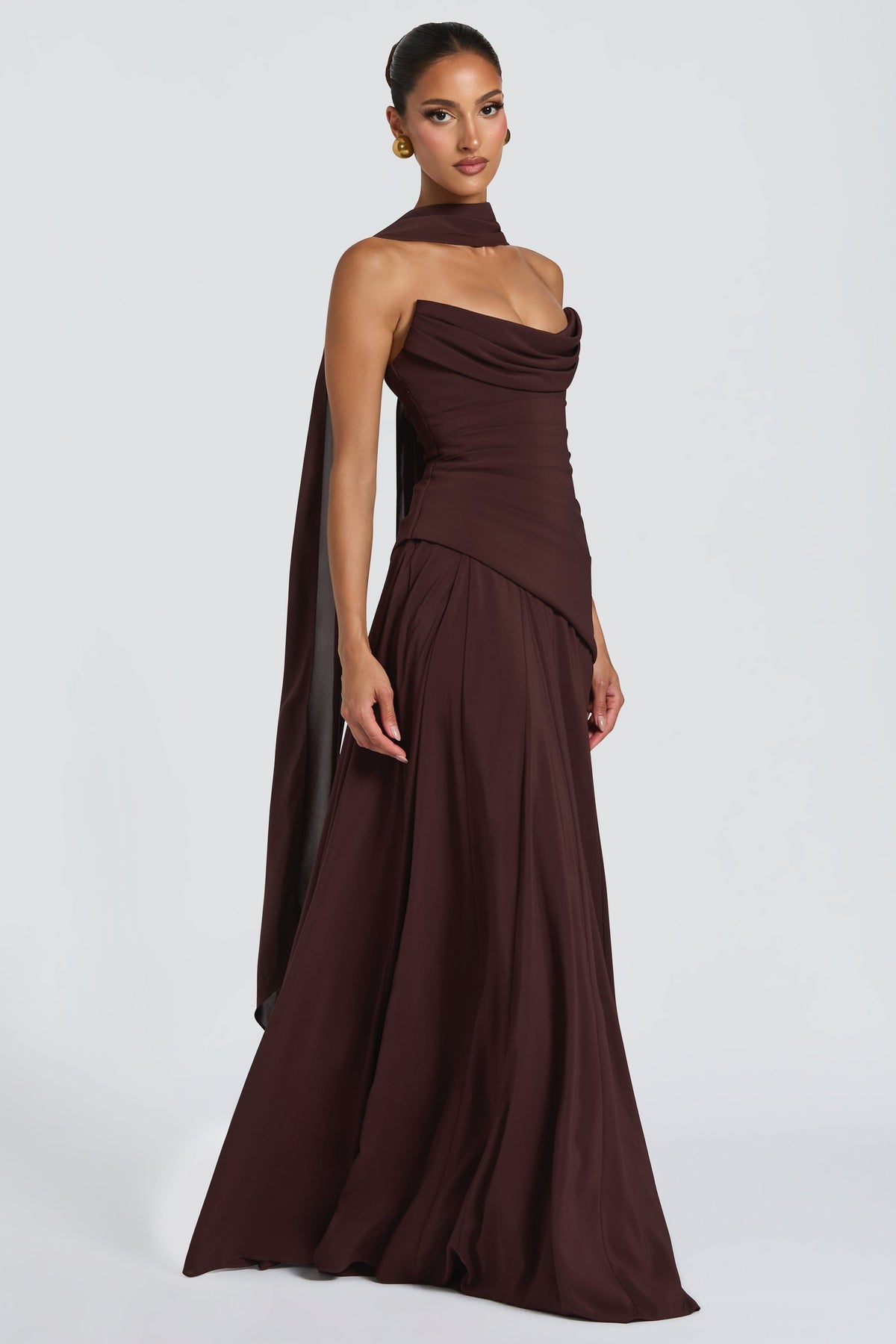 Solid Off-Shoulder Tie-Up Midi Dress