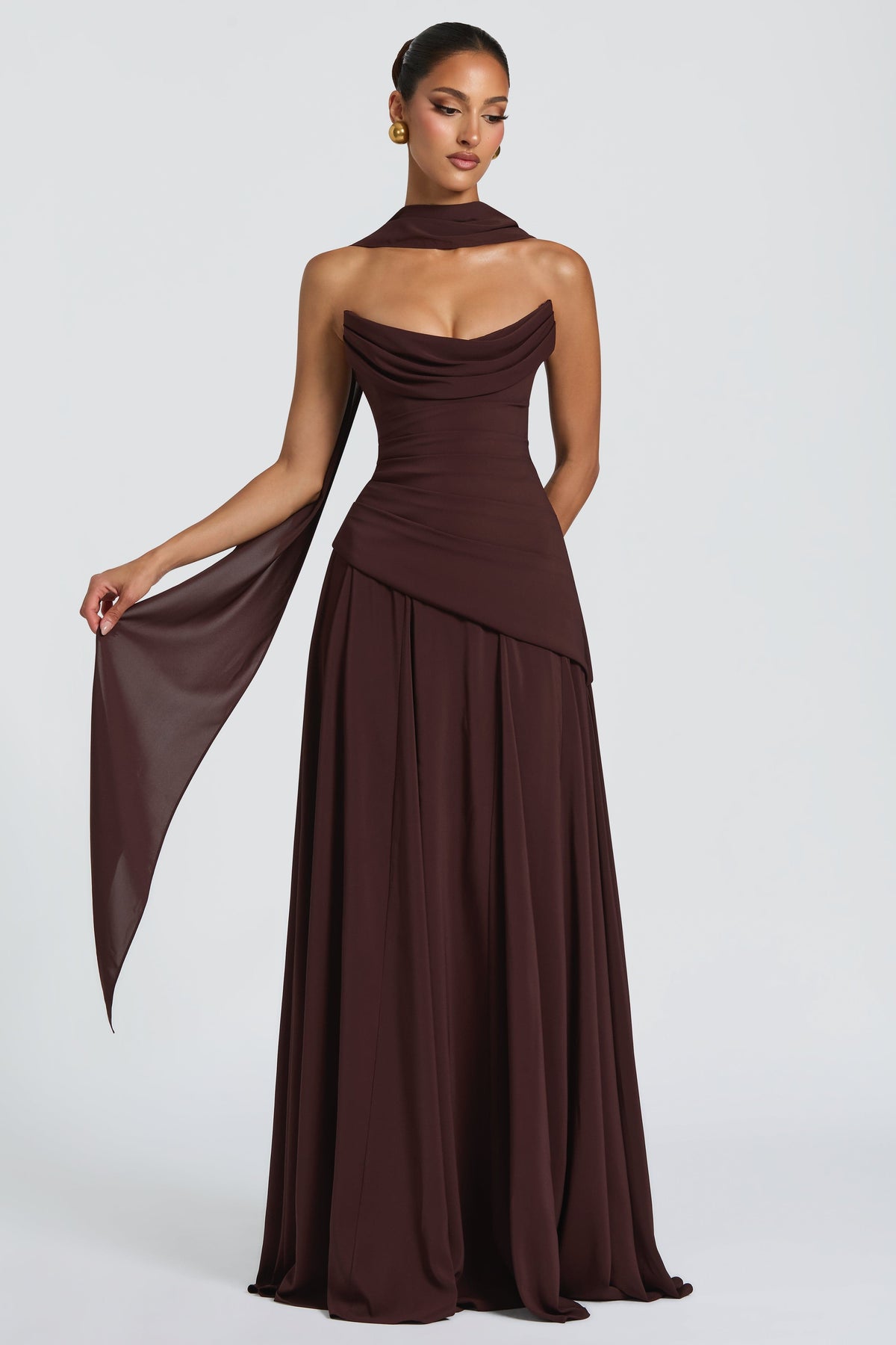 Solid Off-Shoulder Tie-Up Midi Dress